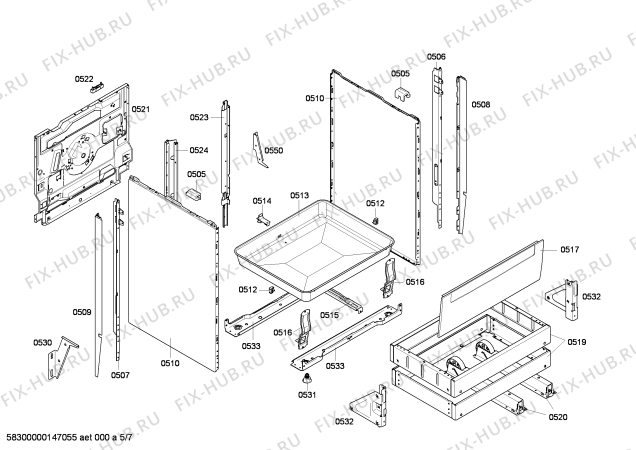 Взрыв-схема плиты (духовки) Bosch HCE728120U - Схема узла 05