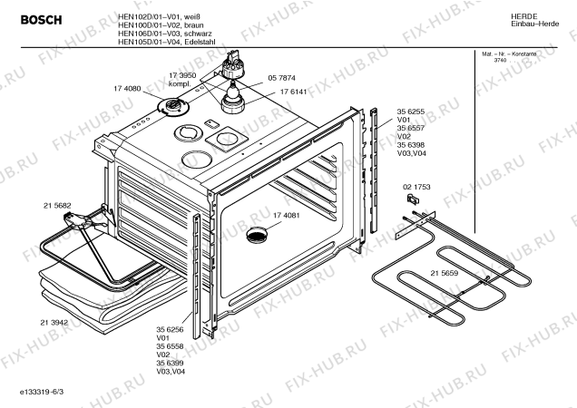 Схема №4 HEN106DCC с изображением Ручка управления духовкой для плиты (духовки) Bosch 00181096