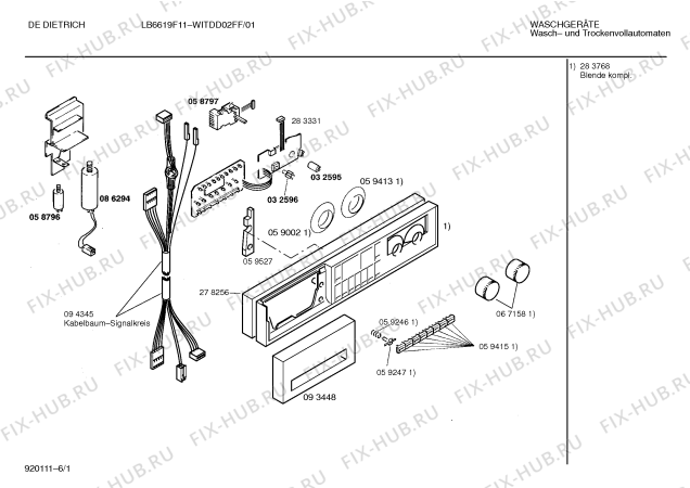 Схема №5 WITDD02FF De Dietrich LB6619f11 с изображением Панель для стиралки Bosch 00283768