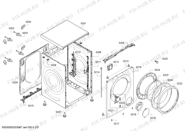 Взрыв-схема стиральной машины Bosch WAT28371GB - Схема узла 02