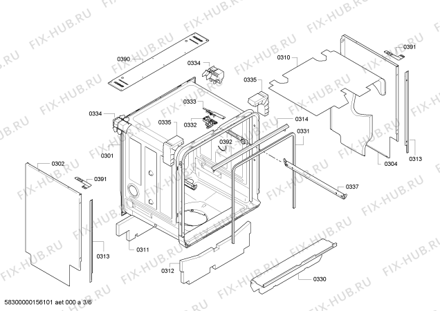 Взрыв-схема посудомоечной машины Bosch SMU53M62SK - Схема узла 03