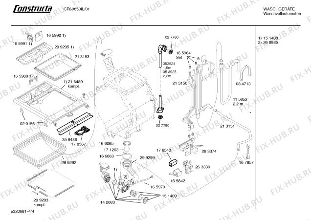 Схема №3 CR60850IL с изображением Таблица программ для стиралки Bosch 00527902