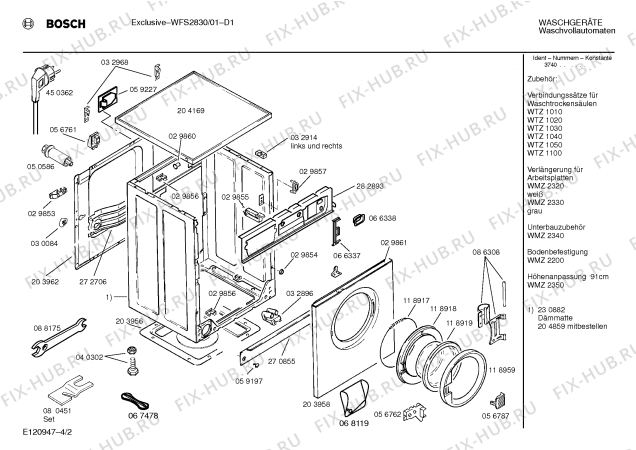 Взрыв-схема стиральной машины Bosch WFS2830 - Схема узла 02