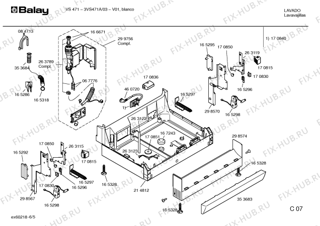 Схема №6 3VS471A V471 с изображением Панель управления для посудомойки Bosch 00358154