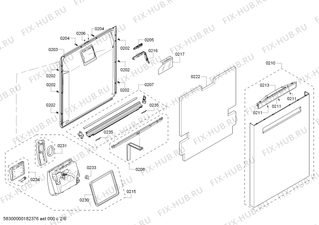 Взрыв-схема посудомоечной машины Bosch SHP68T55UC SilencePlus 44 dBA - Схема узла 02