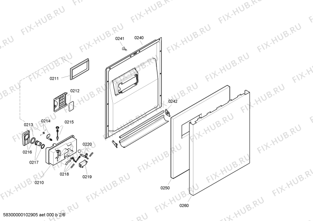 Взрыв-схема посудомоечной машины Bosch SGS65T02FF Silence - Схема узла 02