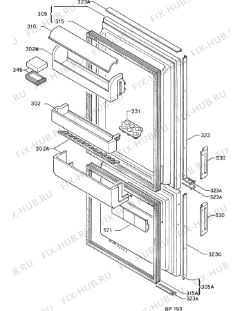 Взрыв-схема холодильника Zanussi ZF18/1K - Схема узла Door 003