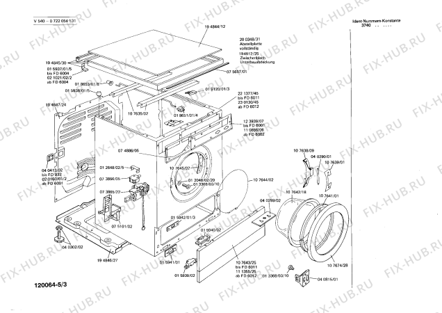Взрыв-схема стиральной машины Bosch 0722054131 V540 - Схема узла 03