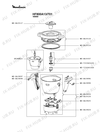 Взрыв-схема кухонного комбайна Moulinex HF800A13/701 - Схема узла AP004911.4P3