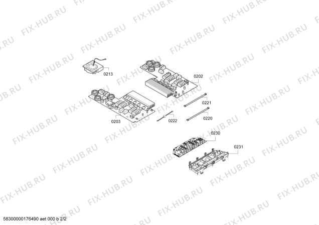 Взрыв-схема плиты (духовки) Bosch PIT645F17E IH6.1 - CombiInduction - Схема узла 02