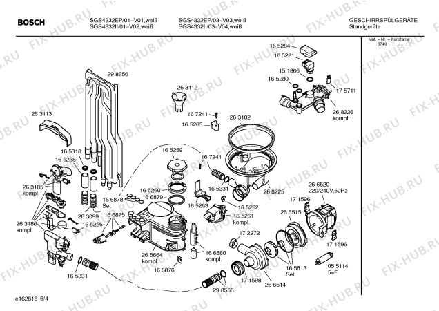 Схема №5 SGS4382EE PRACTICA с изображением Инструкция по эксплуатации для посудомоечной машины Bosch 00525729