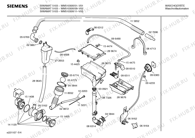 Схема №4 WM51030II SIWAMAT 5103 с изображением Панель управления для стиралки Siemens 00299028