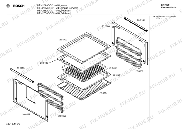 Взрыв-схема плиты (духовки) Bosch HEN252ACC - Схема узла 05