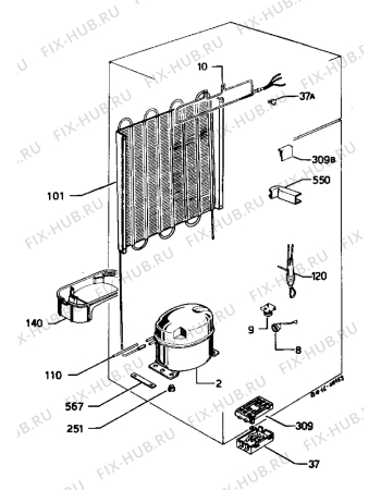 Взрыв-схема холодильника Zoppas P17/2A - Схема узла Refrigerator cooling system