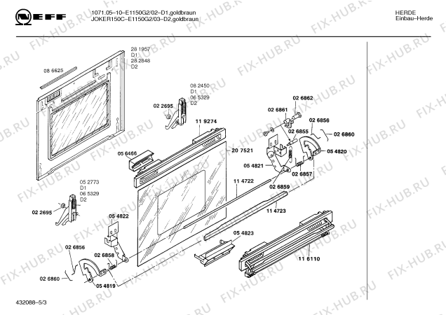 Схема №4 E1152G0 JOKER 150 D CLOU с изображением Панель для плиты (духовки) Bosch 00281979