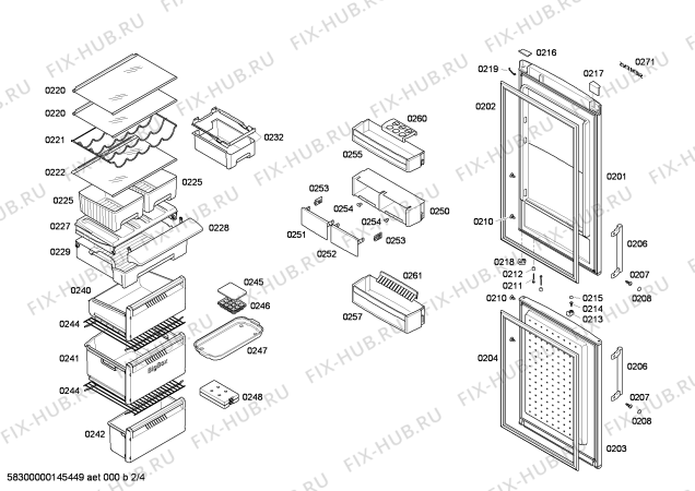Схема №2 KG39NA97 с изображением Дверь для холодильника Siemens 00249223
