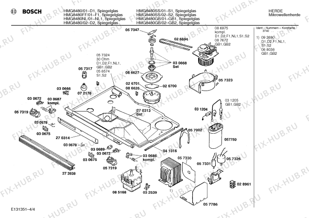 Взрыв-схема микроволновой печи Bosch HMG8480SS - Схема узла 04