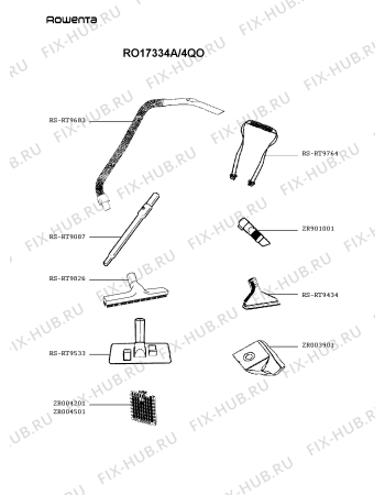 Взрыв-схема пылесоса Rowenta RO17334A/4QO - Схема узла PP003562.9P2