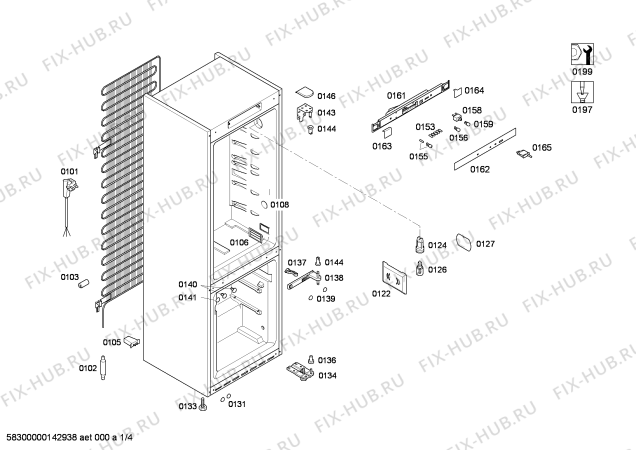 Схема №4 3KFL7850 с изображением Дверь морозильной камеры для холодильной камеры Bosch 00683838