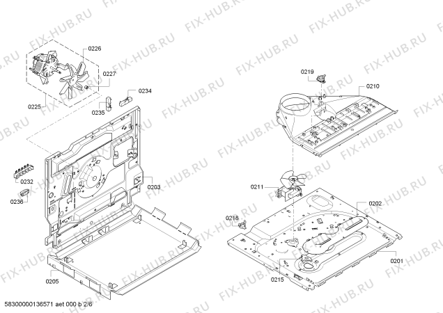 Взрыв-схема плиты (духовки) Bosch HBA30B550C - Схема узла 02