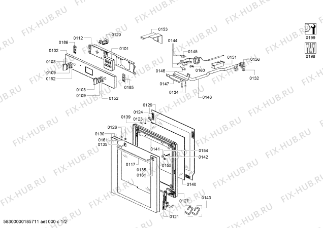 Схема №2 HGN22H350 с изображением Панель управления для плиты (духовки) Bosch 00749712