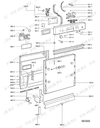 Схема №1 ADG 6370/1 WH с изображением Панель для посудомойки Whirlpool 480140100856