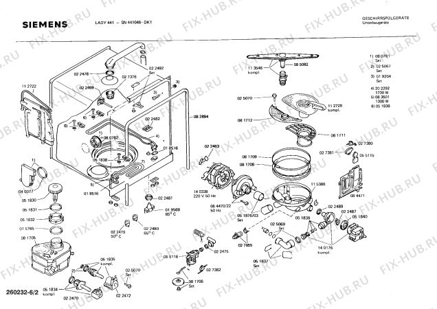 Взрыв-схема посудомоечной машины Siemens SN441046 - Схема узла 02