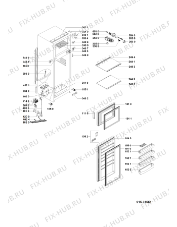 Схема №1 T16A1DIEX (F153156) с изображением Запчасть для холодильника Indesit C00507992