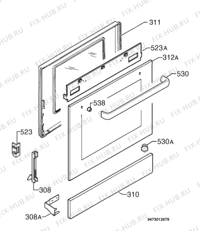 Взрыв-схема плиты (духовки) Electrolux EKP66A - Схема узла Door 003