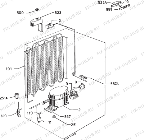 Взрыв-схема холодильника Privileg 028721 9 - Схема узла Cooling system 017