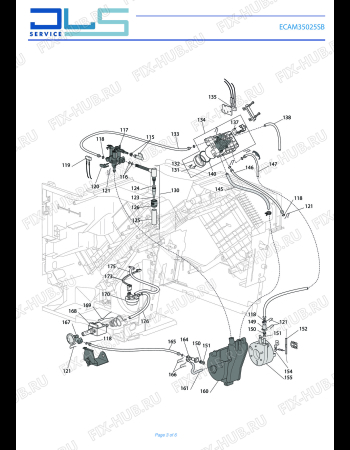 Взрыв-схема кофеварки (кофемашины) DELONGHI DINAMICA ECAM35025SB   S11 - Схема узла 3