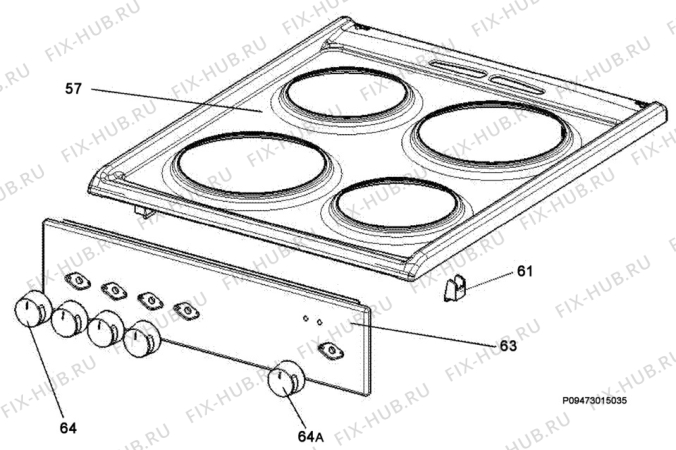 Взрыв-схема плиты (духовки) Aeg 10005FA-W - Схема узла Section 4