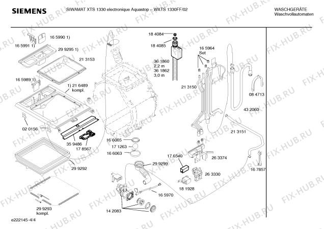 Схема №3 WXTS1330FF SIWAMAT XTS 1330 electronique Aquastop с изображением Таблица программ для стиралки Siemens 00591242