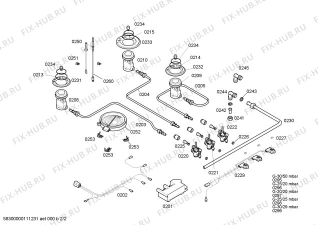 Схема №2 T9526N0 с изображением Форсунки для жидкого газа для плиты (духовки) Bosch 00423921