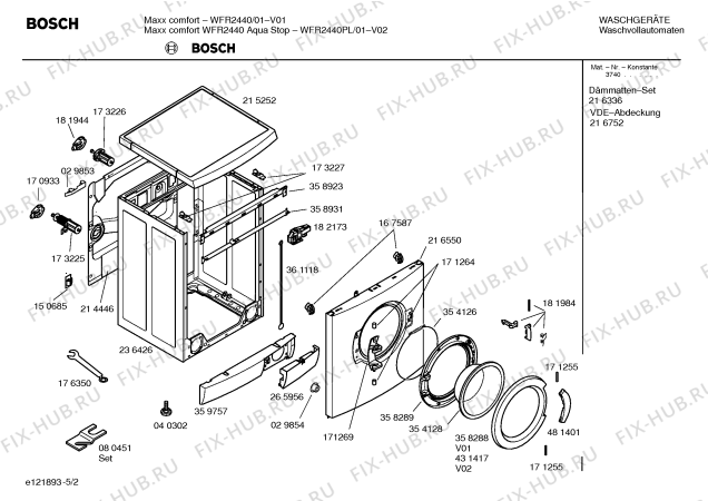 Схема №5 WFR2440PL Maxx Comfort WFR2440 Aqua Stop с изображением Таблица программ для стиралки Bosch 00583128