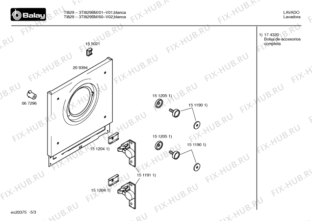 Схема №4 3TI829BM TI829 с изображением Вкладыш в панель для стиралки Bosch 00483280