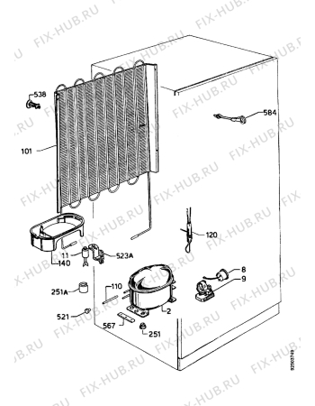 Взрыв-схема холодильника Castor CM2684DT - Схема узла Cooling system 017