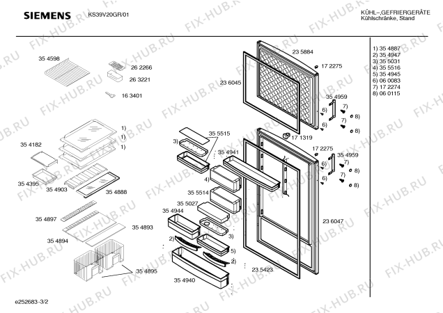 Взрыв-схема холодильника Siemens KS39V20GR - Схема узла 02