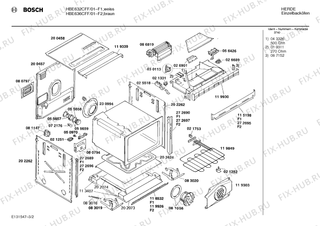 Взрыв-схема плиты (духовки) Bosch HBE636CFF - Схема узла 02