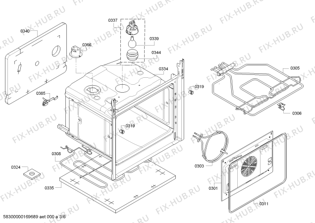 Взрыв-схема плиты (духовки) Siemens HE23AB521C - Схема узла 03