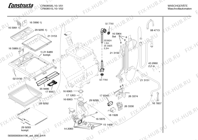 Схема №2 CR60851IL Punkt с изображением Таблица программ для стиралки Bosch 00592048