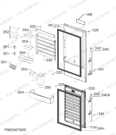 Взрыв-схема холодильника Electrolux EN3700MFX - Схема узла Door