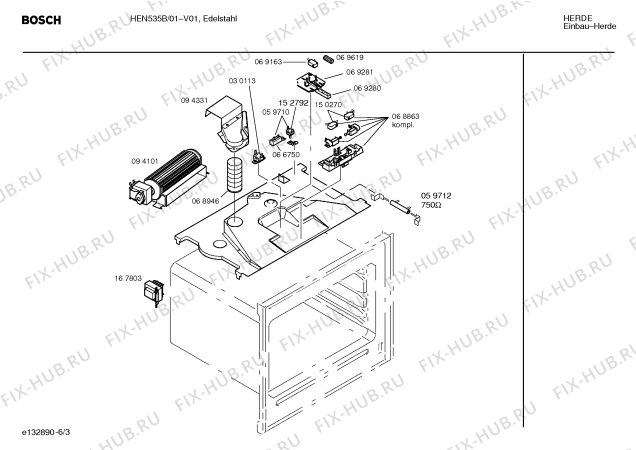 Схема №4 HEN532B с изображением Инструкция по эксплуатации для электропечи Bosch 00521953