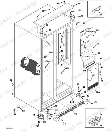 Взрыв-схема холодильника Electrolux ERL6298XX10 - Схема узла Housing 001