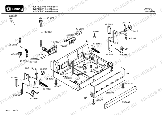 Взрыв-схема посудомоечной машины Balay 3VS740BA VS740 - Схема узла 05