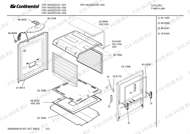 Взрыв-схема плиты (духовки) Continental FSF14K25ED Capri I Branco - Схема узла 03