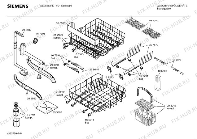 Взрыв-схема посудомоечной машины Siemens SE25562 - Схема узла 06