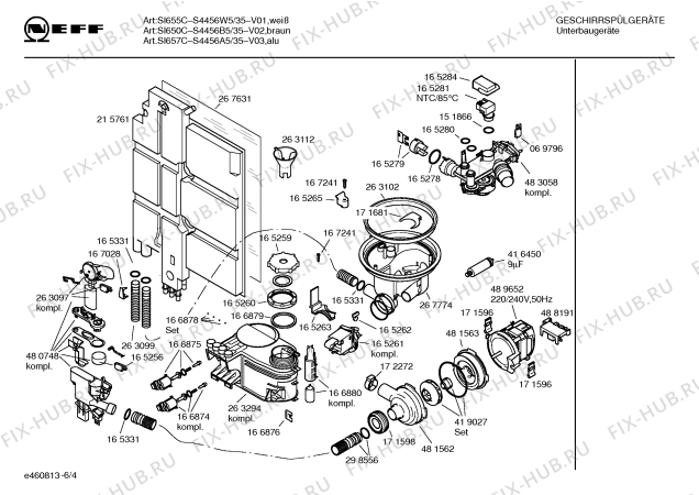Взрыв-схема посудомоечной машины Neff S4456A5 SI657C - Схема узла 04