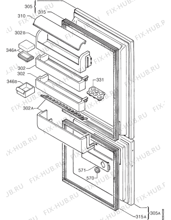 Взрыв-схема холодильника Rex RF32BS - Схема узла Door 003