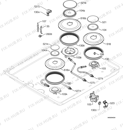 Взрыв-схема плиты (духовки) Arthurmartinelux AHM60331K - Схема узла Functional parts 267